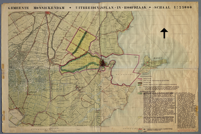 WAT001020106 Topografische kaart met het grensgebied van de gemeente Monnickendam.