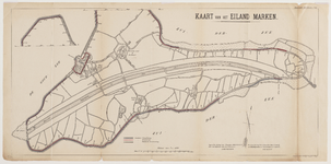 WAT001020059 Plattegrond van het eiland Marken met aangegeven de verzwaring van de zeedijk.