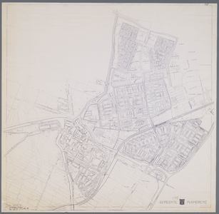 WAT001020182 Plattegrond van de gemeente Purmerend met straatnamen en ontwikkeling en uitbreiding van industriegebied ...