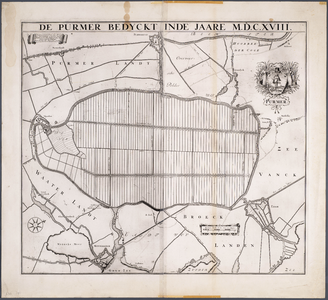 WAT001020142 Kavelkaart van de Purmer in twee bladen met omliggende plaatsen zoals Purmerend, Purmerland, Ilpendam, ...