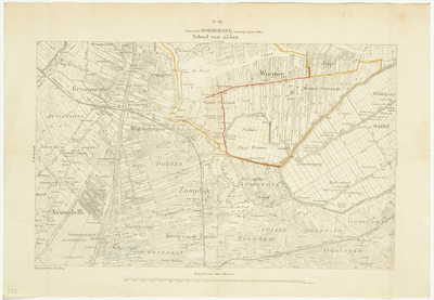 WAT001020198 Topografische kaart, blad Wormerveer met Wormer en Jisp en een gedeelte van de Wijde Wormer.