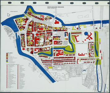 WAT001020184 Plattegrond van de gemeente Purmerend met de functie van de bestaande bebouwing van de binnenstad.