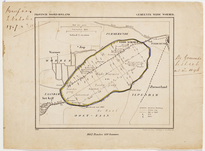 WAT001020250 Kaart van de gemeente Wijde Wormer en omgeving.