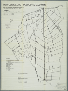 WAT001020258 kaart van de polder de Zeevang met plan van wegen en waterlopen.