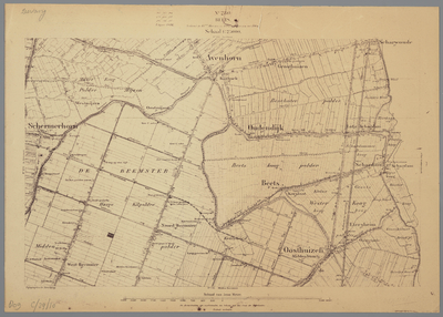 WAT001020249 Topografische kaart, blad Beets met Oosthuizen, Oudendijk, Etersheim, Schardam en een gedeelte van de Beemster.