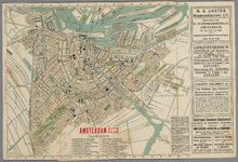 WAT001020318 Plattegrond van Amsterdam met 17 tramlijnen.