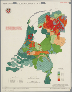 WAT001020285 Overzichtskaart met de grondsoorten en de te zure gronden grasland in Nederland.