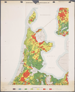 WAT001020277 Overzichtskaart van de landbouwwaterhuishouding in Noord-Holland tijdens de zomer.