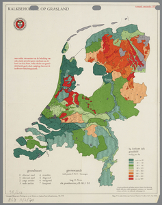 WAT001020286 Overzichtskaart met de grondsoorten en kalkbehoefte op grasland in Nederland.