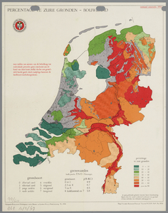 WAT001020283 Overzichtskaart met de grondsoorten en de te zure gronden in Nederland.