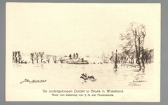 WAT001010819 Als gevolg van een zware noordwester storm brak in januari 1916 de Waterlandse Zeedijk tussen Monnickendam ...