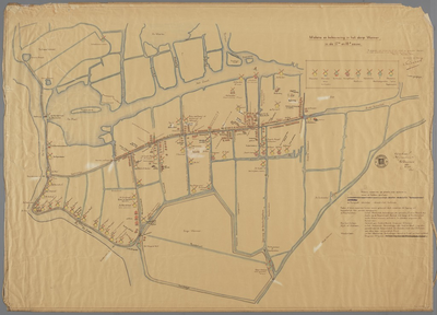 WAT001020457 Historische kaart van Wormer met daarop aangegeven de molens, wegen en paden en verdere bebouwing