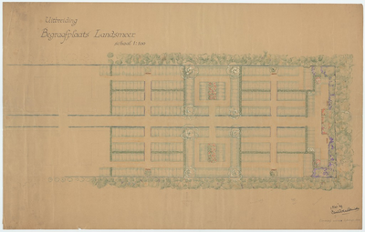 WAT054000096 Plattegrond van de uitbreiding van de begraafplaats