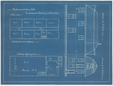 WAT054000122 Doorsneden en plattegronden voor Hotel de Jong