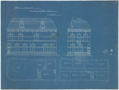 WAT054000123 Doorsneden en plattegronden voor Hotel de Jong