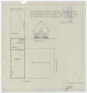 WAT054000231 Plattegrond, situatieschets en geveltekening van Koestraat 6, sectie C, no. 2564