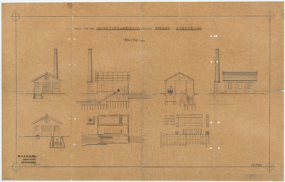 WAT054000326 Doorsnedes, plattegronden en aanzichten van van een stoomgemaal voor de Polder Beetskoog