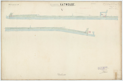 WAT056000045 Kaart van de Molenkade in Katwoude, in aansluitende stukken weergegeven. Sectie B