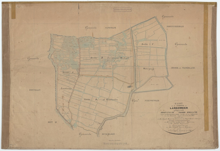 WAT056000046 Kadastrale kaart van Landsmeer met een overzicht van de sectieindeling. Verzamelplan