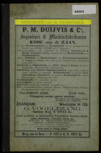  Adresboek van de Zaanstreek : Zaandam, Koog aan de Zaan, Zaandijk, Wormerveer, Krommenie, Westzaan en Oostzaan, pagina 1