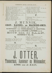  Adresboek van de Zaanstreek : Zaandam, Koog aan de Zaan, Zaandijk, Wormerveer, Krommenie en Westzaan, pagina 81