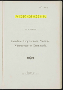  Adresboek van de gemeenten Zaandam, Koog aan de Zaan, Zaandijk, Wormerveer en Krommenie, pagina 9