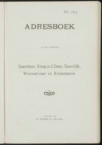 Adresboek van de gemeenten Zaandam, Koog aan de Zaan, Zaandijk, Wormerveer en Krommenie, pagina 9