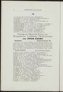 Adresboek van de gemeenten Zaandam, Koog aan de Zaan, Zaandijk, Wormerveer en Krommenie, pagina 16