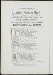  Adresboek van de gemeenten Zaandam, Koog aan de Zaan, Zaandijk, Wormerveer en Krommenie, pagina 92