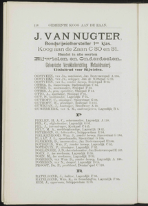  Adresboek van de gemeenten Zaandam, Koog aan de Zaan, Zaandijk, Wormerveer en Krommenie, pagina 126