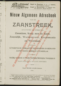  Nieuw algemeen adresboek van de Zaanstreek : Zaandam, Koog aan de Zaan, Zaandijk, Wormerveer, Krommenie en Westzaan, ...