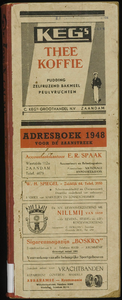  Adresboek voor de Zaanstreek waaronder de gemeenten: Zaandam, Koog aan de Zaan, Zaandijk, Wormerveer, Krommenie, ...