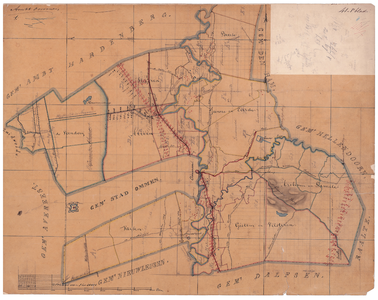 19224-41.1 Ambt Ommen 1 Kaart van het grootste deel van de gemeente Ambt Ommen met rondom de gemeenten Dalfsen, ...