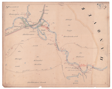 19225-10Z21 [Geen titel] Kaartblad van de rivier de Vecht, met daarop in het groen ingetekend de sinds 1847 ...