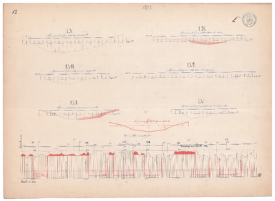 19231-V13 [Geen titel] Lengte- en dwarsdoorsneden van de Regge, ten zuiden van Nijverdal, Huis van Achtersch., 1870