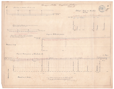 19231-W21.1 [Geen titel] Lengte en dwarsdoorsneden van bruggen over de Almelosche Aa (tegenwoordig Eksosche Aa), de ...