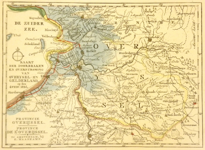 648-KD000293 PROVINCIE | OVERIJSSEL. | PROVINCE | DE L’OVERIJSSEL. Kaart der doorbraken en overstroming van Overysel en ...