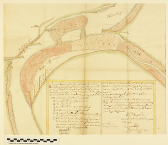 795 Caarte vertonende de situatie van den Mlaburgsen dijk, neffens hare kribben en pakwerk, alsmede de mont van den ...