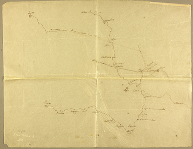 192 Zonder titel Benedenloop Schipbeek en loop van de Regge. Ingetekend eventueel aan te leggen kanaal van Zwolle naar ...