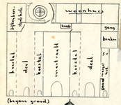 223-021 Halle-huis-boerderij. Plattegrond begane grond