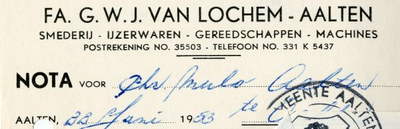 0043-0087 Fa. G.W.J. van Lochem Smederij - IJzerwaren - Gereedschappen - Machines