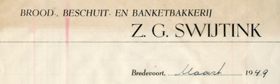 0043-0133 Brood-, Beschuit- en Banketbakkerij Z.G. Swijtink