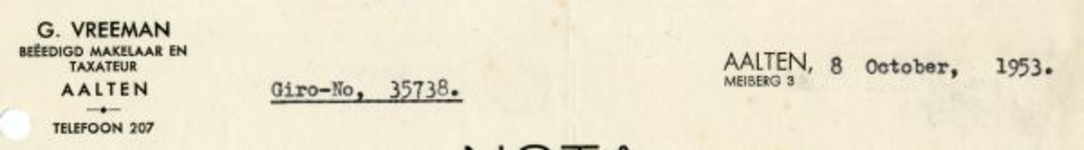 0043-0142 G. Vreeman Beédigd makelaar Taxateur