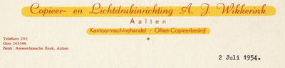 0043-0150 Copieer- en Lichtdrukinrichting A.J. Wikkerink Kantoormachinehandel - Offset-Copieerbedrijf