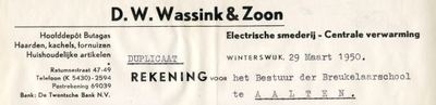 0043-0154 D.W. Wassink & Zoon Hoofdepot Butagas Haarden, kachels, fornuizen Huishoudelijke artikelen Electrische ...
