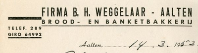 0043-0160 Firma B.H. Weggelaar Brood- en Banketbakkerij