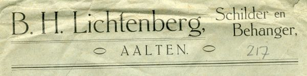 0043-0217 B.H. Lichtenberg Schilder en Behanger