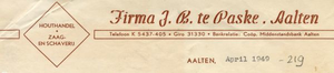 0043-0219 Firma J.B. te Paske Houthandel Zaag- en Schaverij