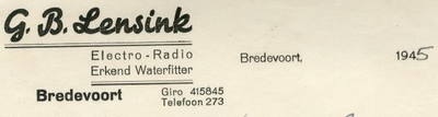 0043-0236 G.B. Lensink Electro - Radio Erkend Waterfitter