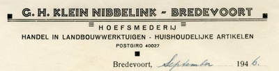 0043-0240 G.H. Klein Nibbelink Hoefsmederij Handel in landbouwwerktuigen - Huishoudelijke artikelen